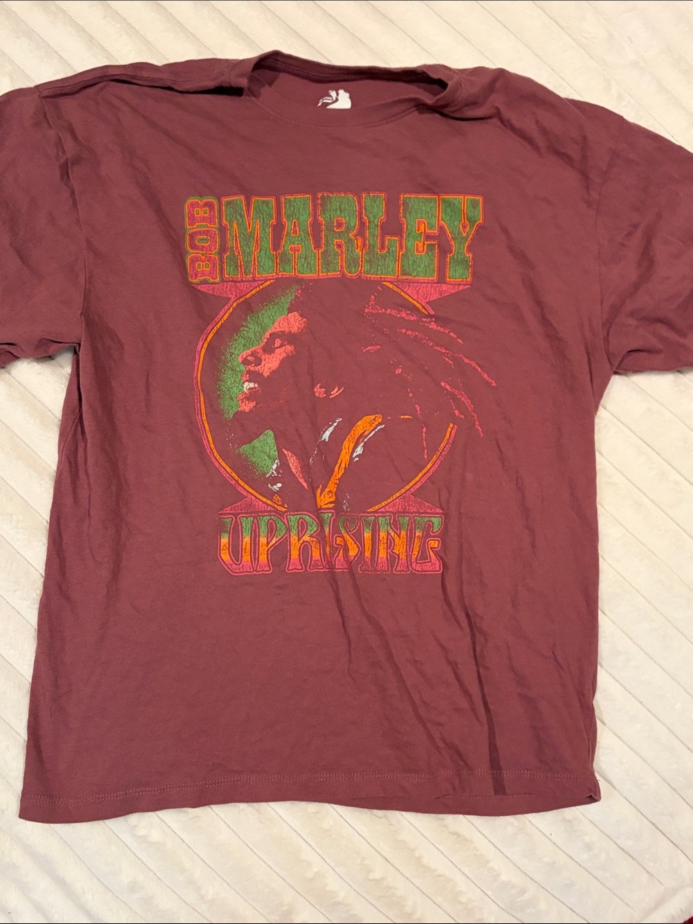 Zion Rootswear Maroon Bob Marley Uprising Graphic Tee